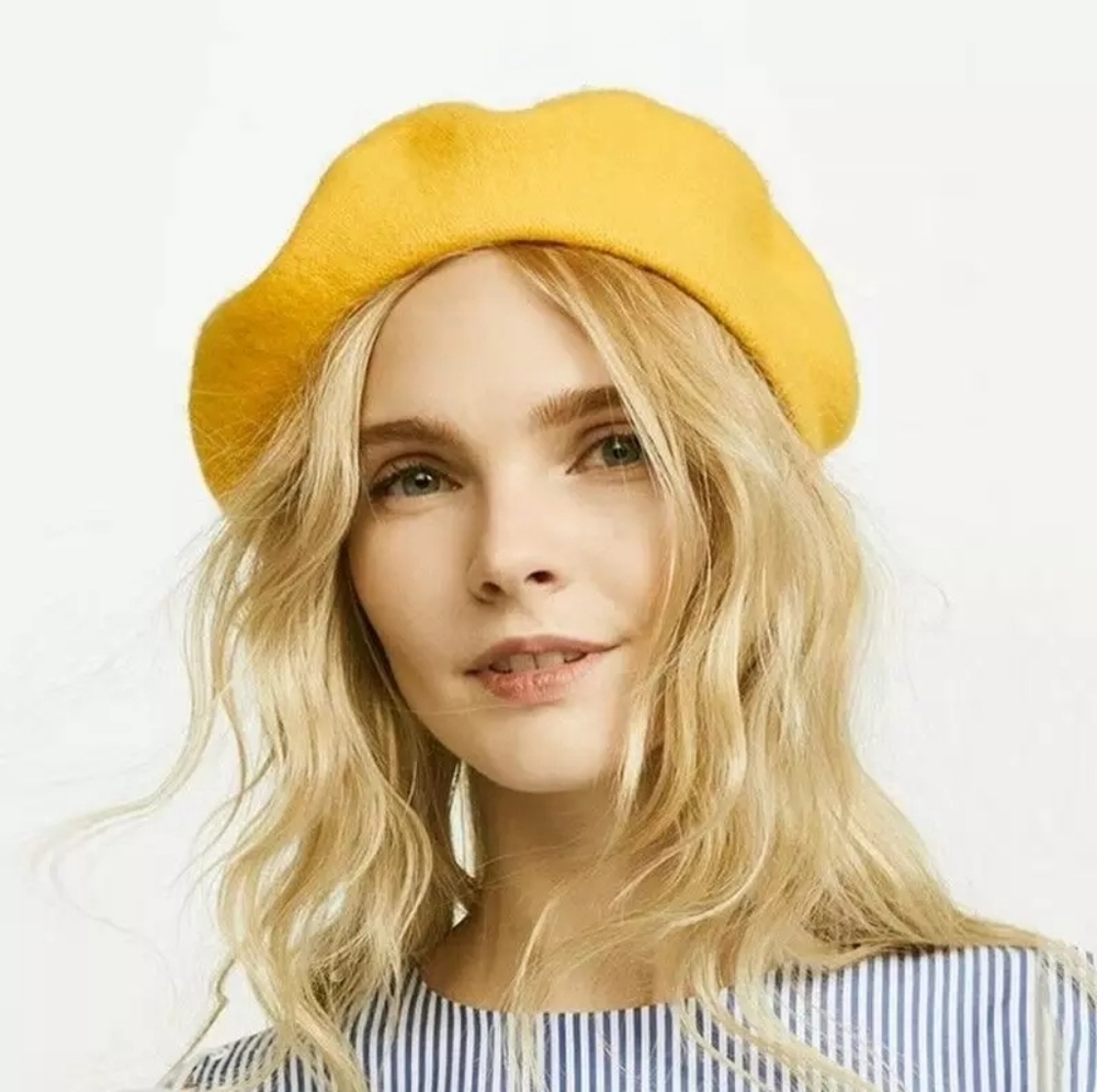 Yellow Beret Hat Tam Cap